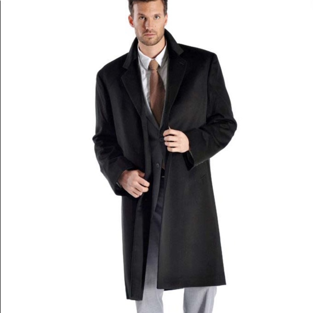 RIALTO Italy Made Size 46 Long Wool Cashmere 3/4 CarCoat Placket Round Shoulder